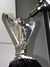  – With the HPC strategies in <i>hyper</i>MILL<sup>®</sup>, landing gear components made of high-strength titanium can be manufactured reliably.